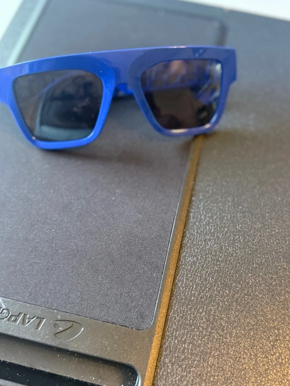 Authentic Versace Thick Frame Blue Sunglasses Cut-Out Lettering
